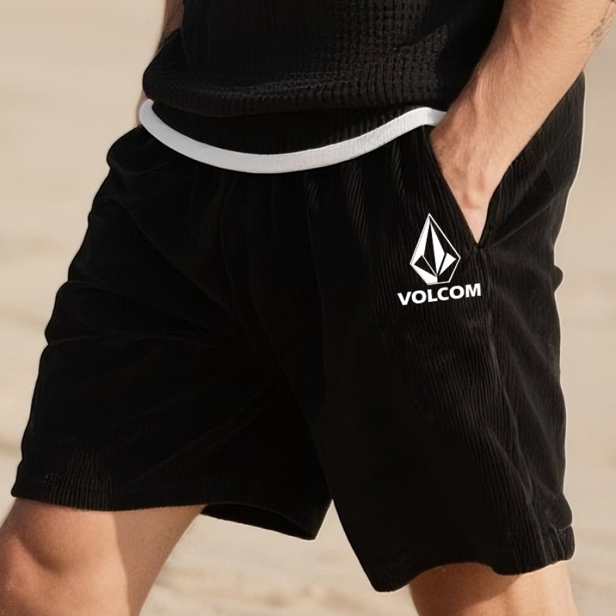 

Men's Surf Beachwear Corduroy Drawstring Shorts
