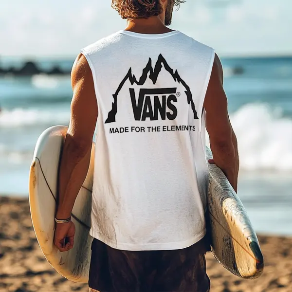 Men's Vintage Surfing Oversized Print Tank Top - Upgradecool.com 