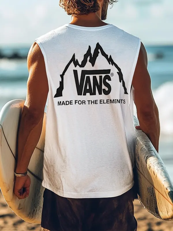 Men's Vintage Surfing Oversized Print Tank Top - Simplyion.com 