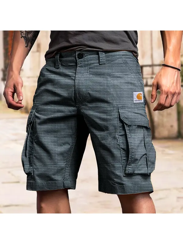 Men's Waffle Cargo Shorts With Multiple Pockets For Outdoor Activities - Frontiercool.com 