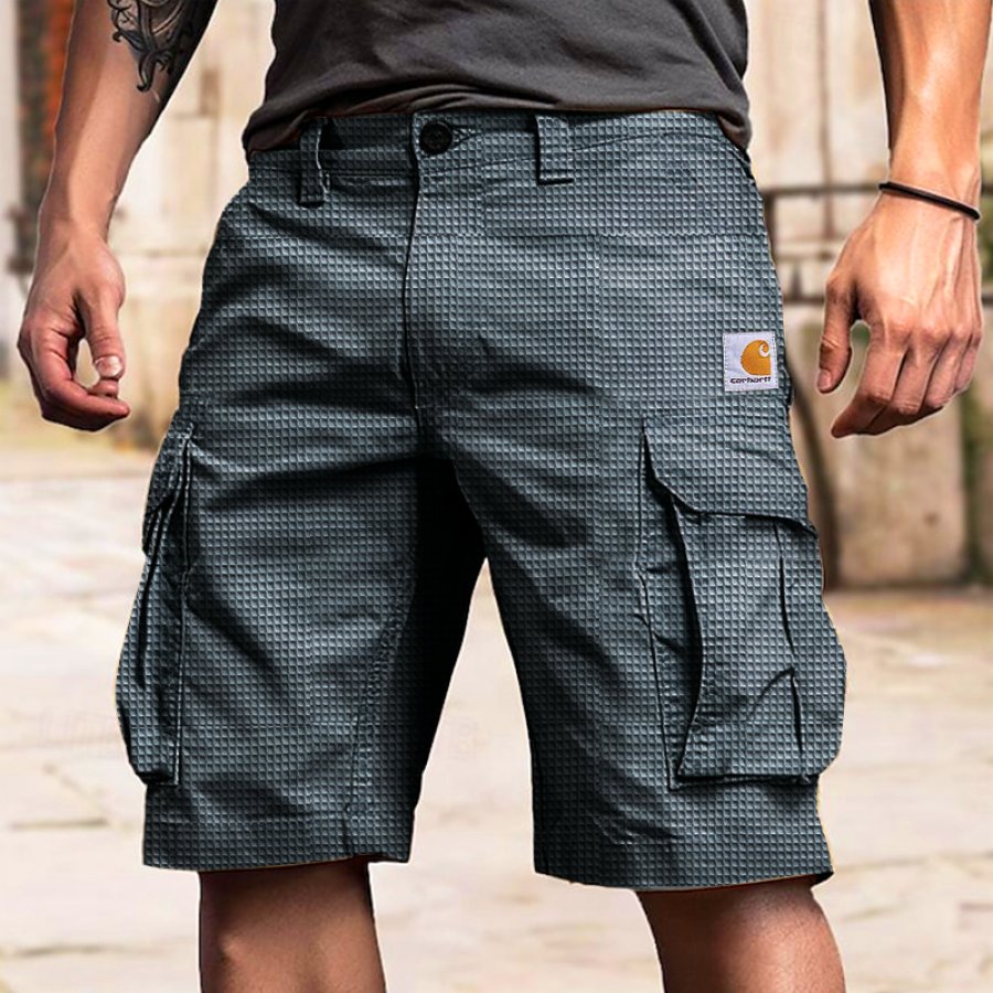 

Men's Waffle Cargo Shorts With Multiple Pockets For Outdoor Activities