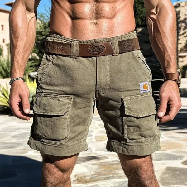 Cargo Shorts With Multi-Pockets And Adjustable Belt For Men - Wayrates.com 