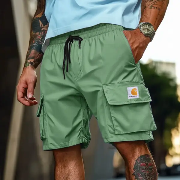Men's Vintage Multi-Pocket Elastic Drawstring Cargo Shorts - Zivinfo.com 