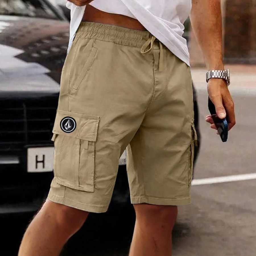 

Men's Vintage Multi-Pocket Elastic Drawstring Walkshorts Surf Cargo Shorts