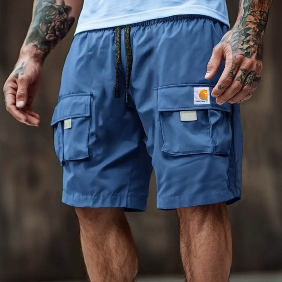 

Men's Vintage Outdoor Multi-Pocket Elastic Drawstring Cargo Shorts