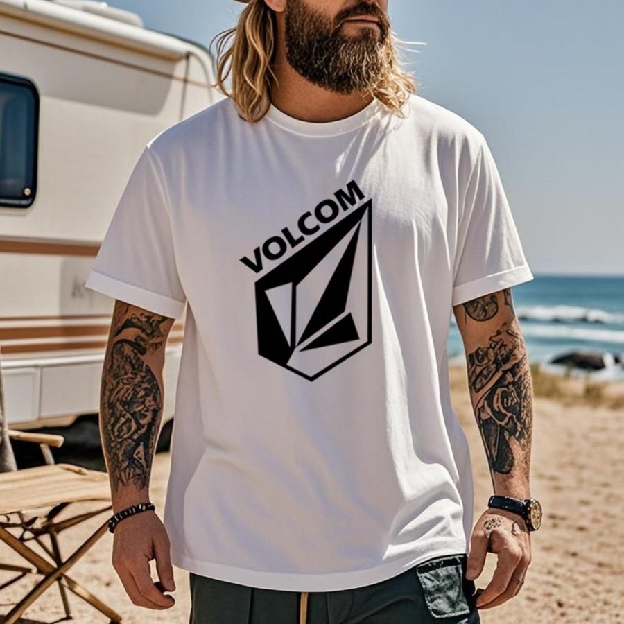 

Men's Vintage Surf Print White Crew Neck Short Sleeve T-Shirt