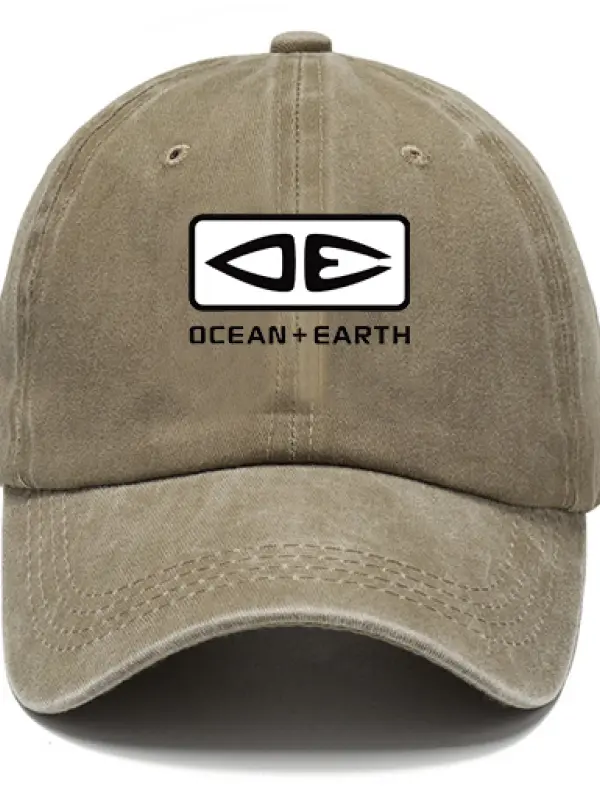 Surf Ocean Print Unisex Washed Cotton Sun Hat Vintage Print Casual Cap - Menbarn.com 