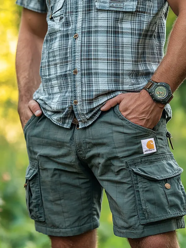 Men's Cargo Shorts With Multi-Pockets And Adjustable Waistband For Outdoor Adventures - Menbarn.com 