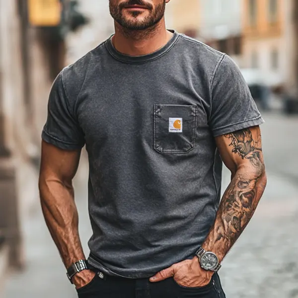 Men's Casual Short Sleeve T-Shirt With Chest Pocket - Perfect For Everyday Wear - Wayrates.chimpone.com 