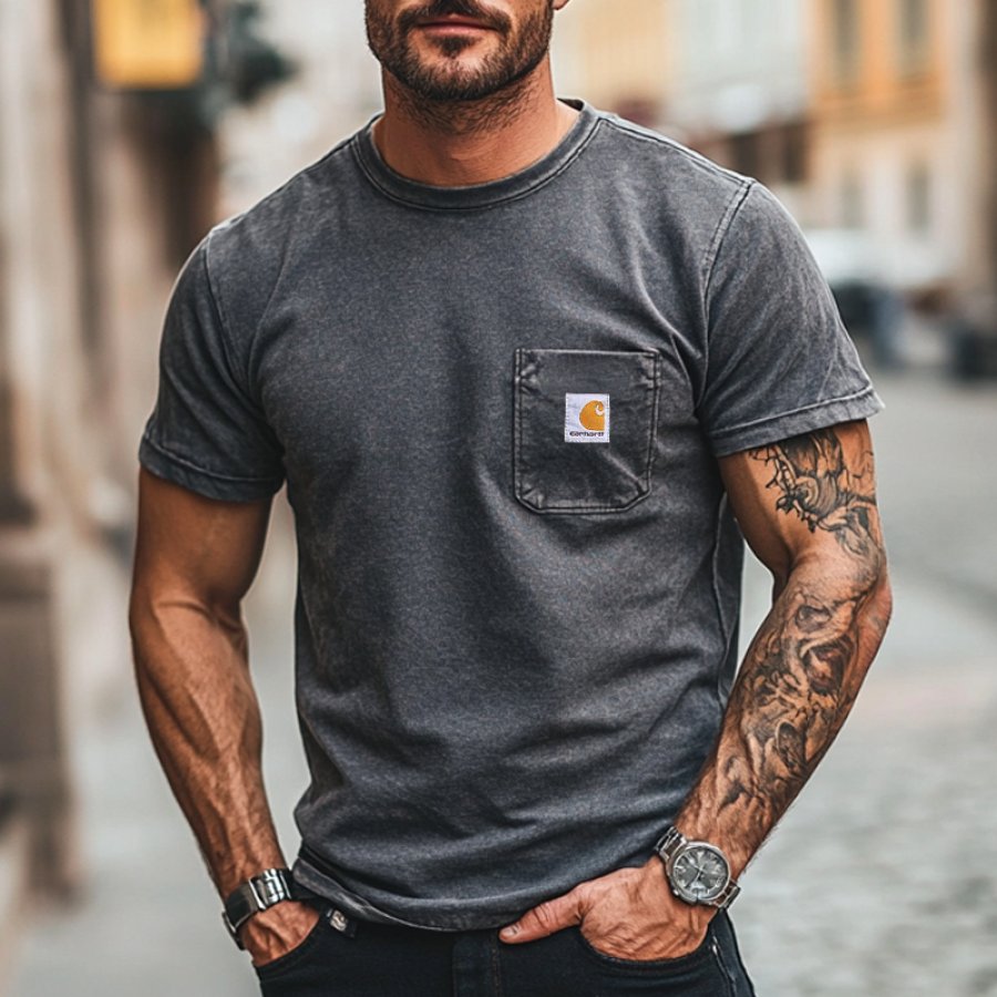 

Men's Casual Short Sleeve T-Shirt With Chest Pocket - Perfect For Everyday Wear