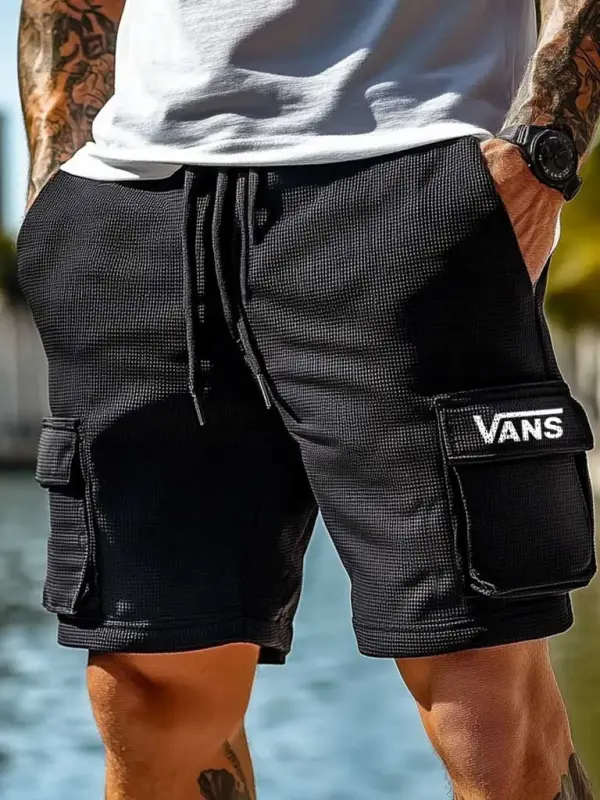 Vans Men's Vintage Surf Waffle Knit Multi-Pocket Casual Walkshort Elastic Shorts - Simplyion.com 