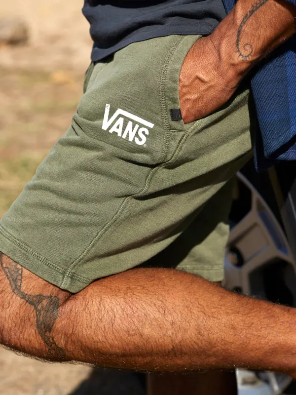 Vans Men's Athletic Shorts Casual Drawstring Zip Pocket Light Green Track Surf Short - Menbarn.com 