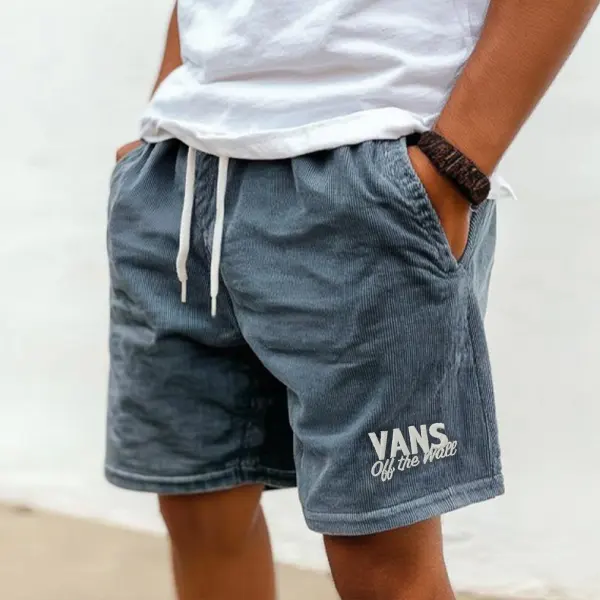 Men's Shorts Retro Corduroy 5 Inch Shorts Surf Beach Shorts Daily Casual Leather Label - Wayrates.com 
