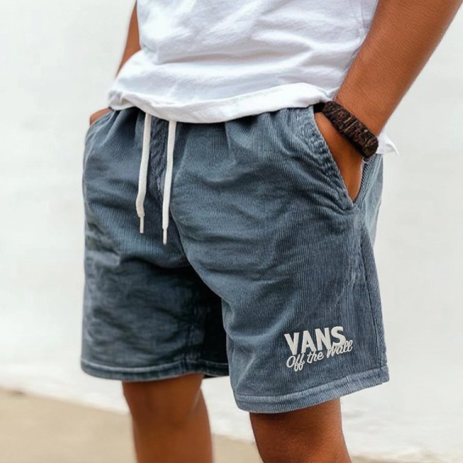 

Men's Shorts Retro Corduroy 5 Inch Shorts Surf Beach Shorts Daily Casual Leather Label