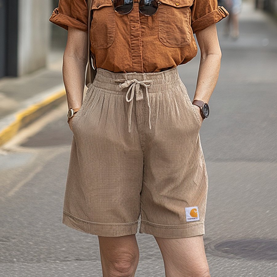 

Vintage Casual Stylish Corduroy Shorts For Women - Perfect For Casual Summer Outfits