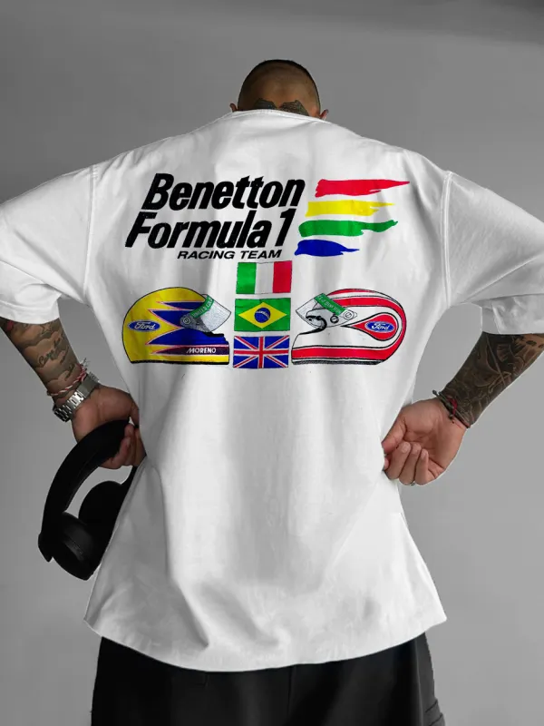 Men's Street Racing Loose Casual T-Shirt - Menbarn.com 