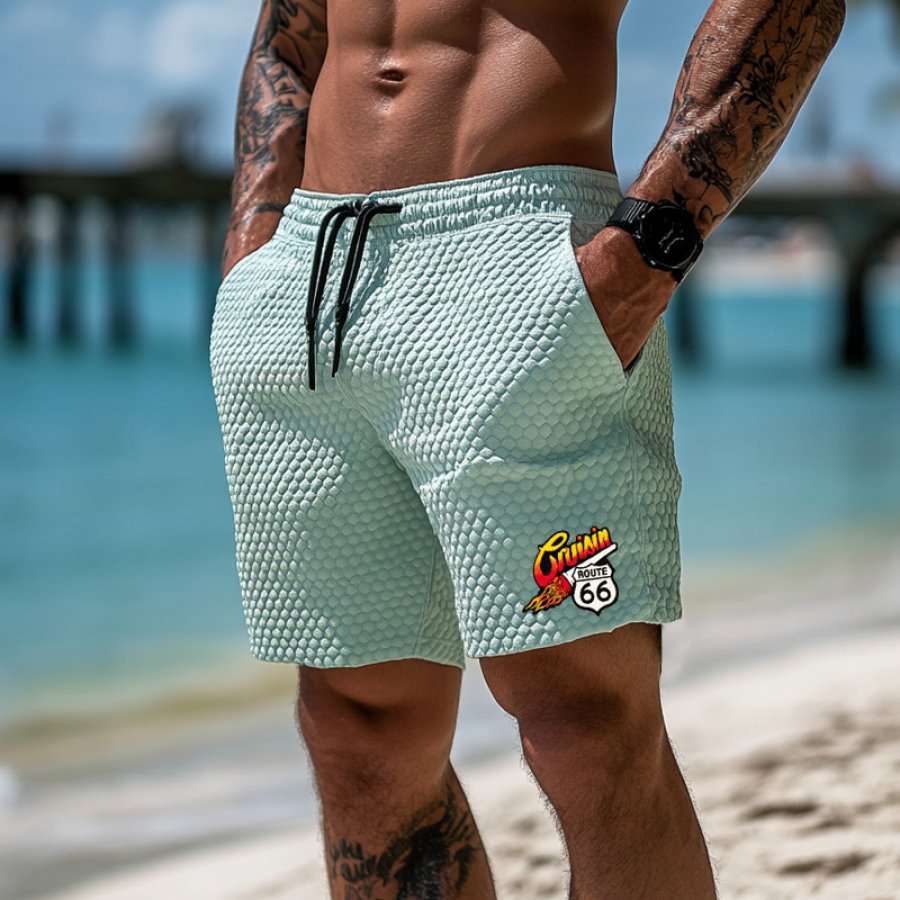 

Route66 Waffle Stylish Textured Shorts For Summer Beach Adventures