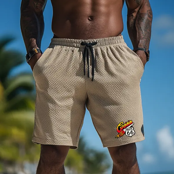 Stylish Men's Casual Shorts With Embroidered Patch For Summer Outings - Wayrates.com 