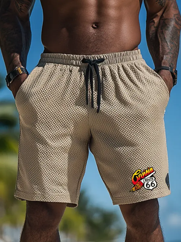 Stylish Men's Casual Shorts With Embroidered Patch For Summer Outings - Menbarn.com 