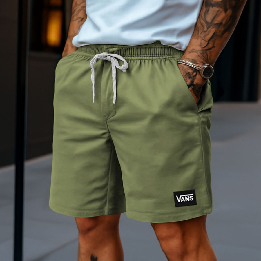 

Men's Vintage Relaxed Elastic Drawstring Sport Athletic Shorts