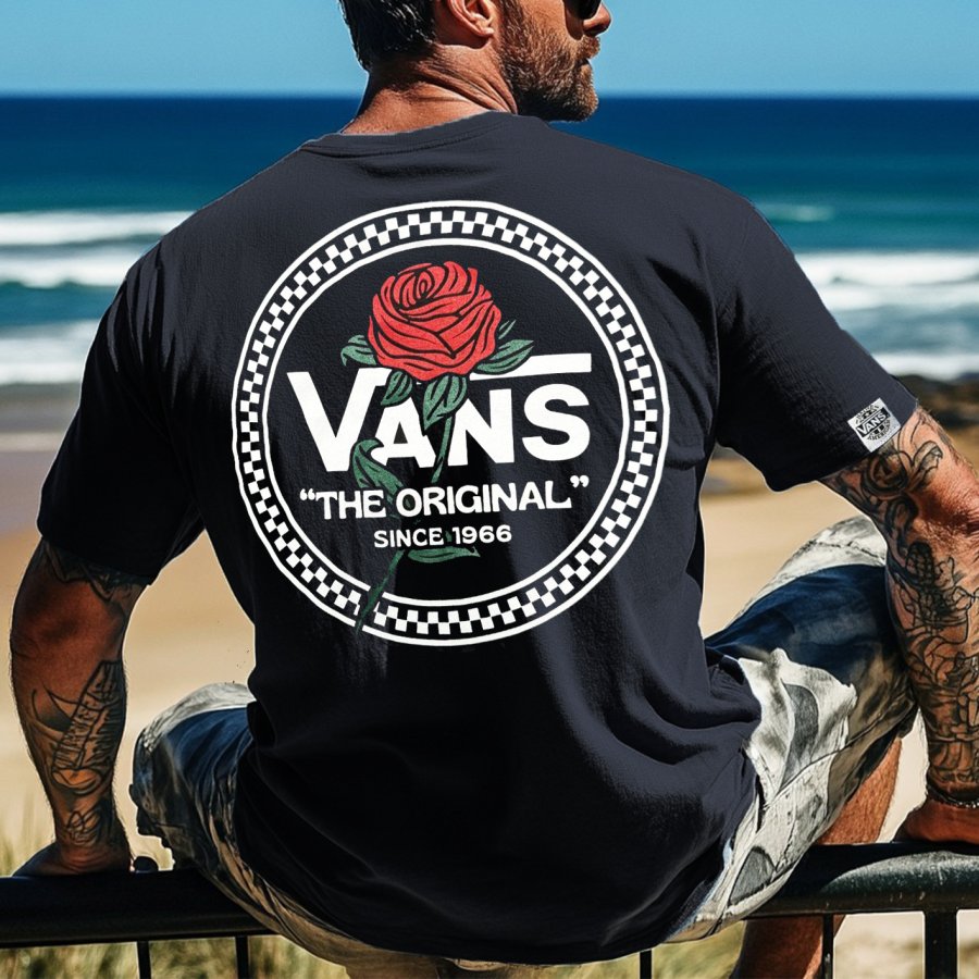 

Unisex Vintage Print Black Knit Lightweight Mesh Surf T-Shirt - Perfect For Summer Outdoors