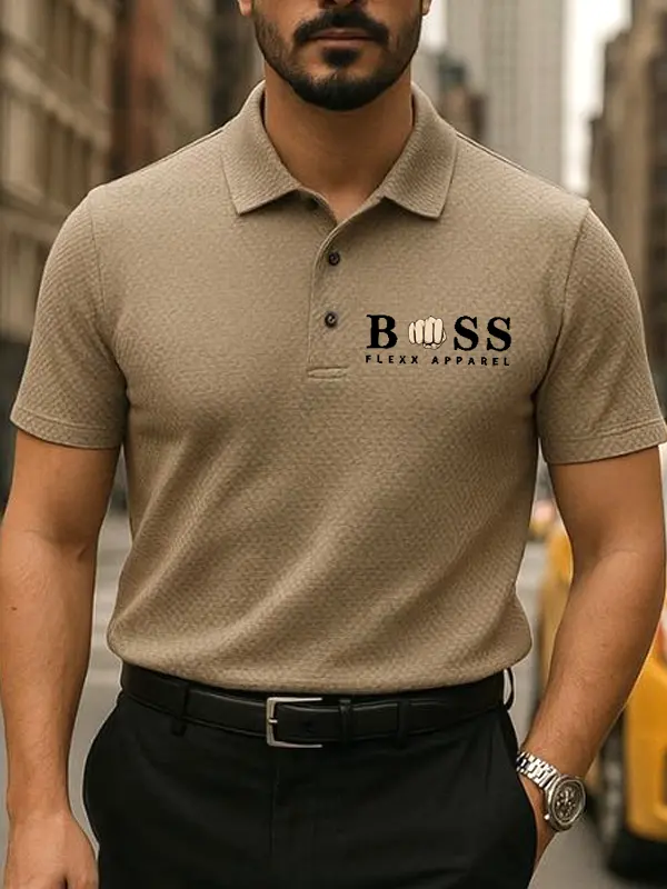 Stylish Khaki Short Sleeve Polo Shirt For Men - Perfect For Casual And Business Occasions - Simplyion.com 