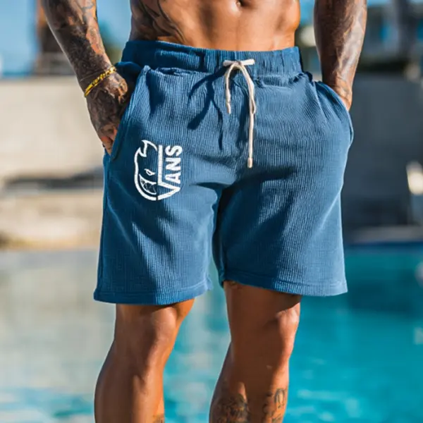 Blue Logo Surf Shorts For Summer Leisure - Menzfolk.com 