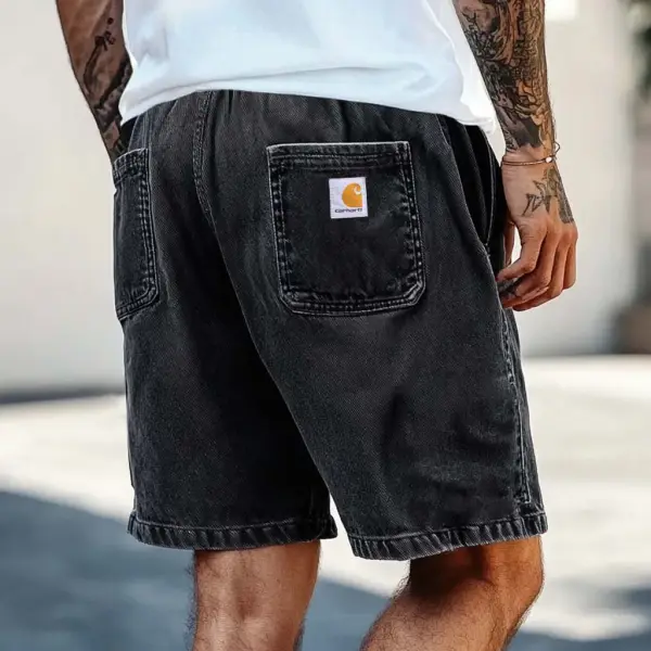 Men's Vintage Denim Washed Distressed Pocket Casual Walkshort Workwear Shorts - Ootdyouth.com 