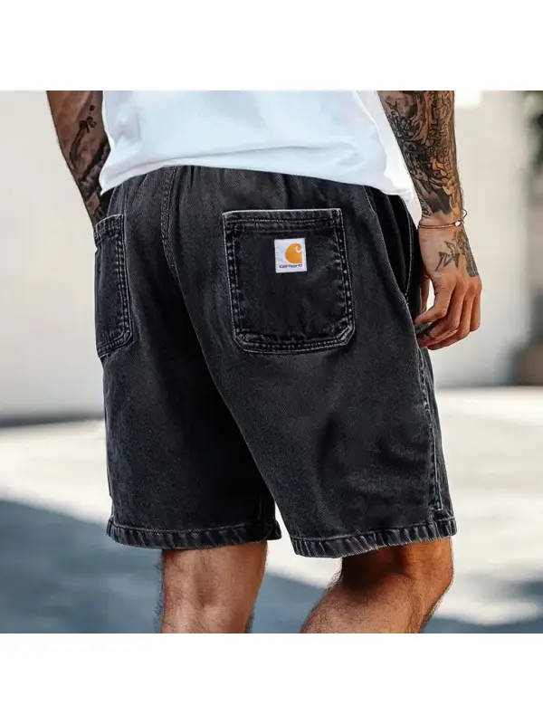 Men's Vintage Denim Washed Distressed Pocket Casual Walkshort Workwear Shorts - Ootdmw.com 