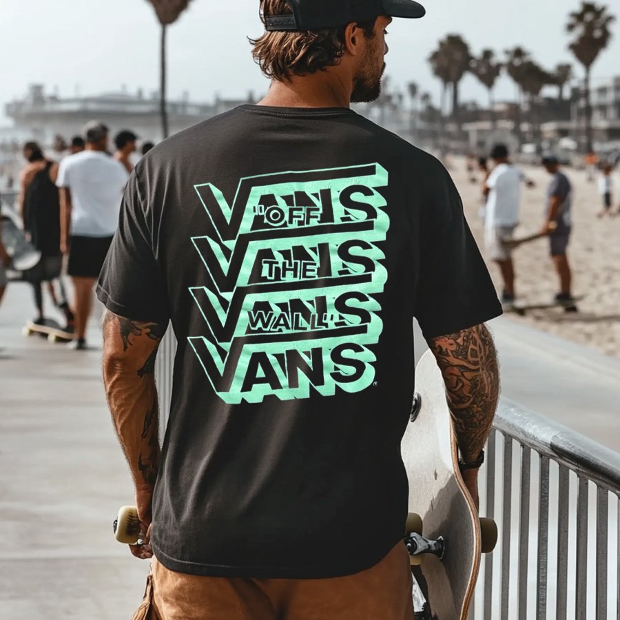 

Unisex Vintage Surf Print Knit Lightweight Mesh Surf T-Shirt - Perfect For Summer Outdoors