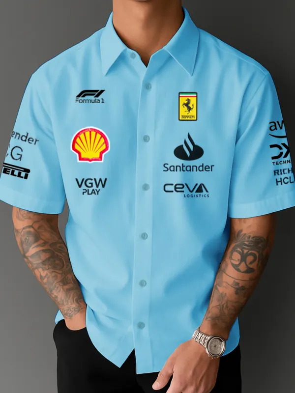 Men's Racing Casual Street Short Sleeve Shirt - Pragmaace.com 