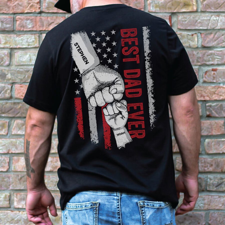 

Personalized T-shirt Best Dad Ever With Fist Bump Custom Names Cool Design Perfect Gift For Father's Day