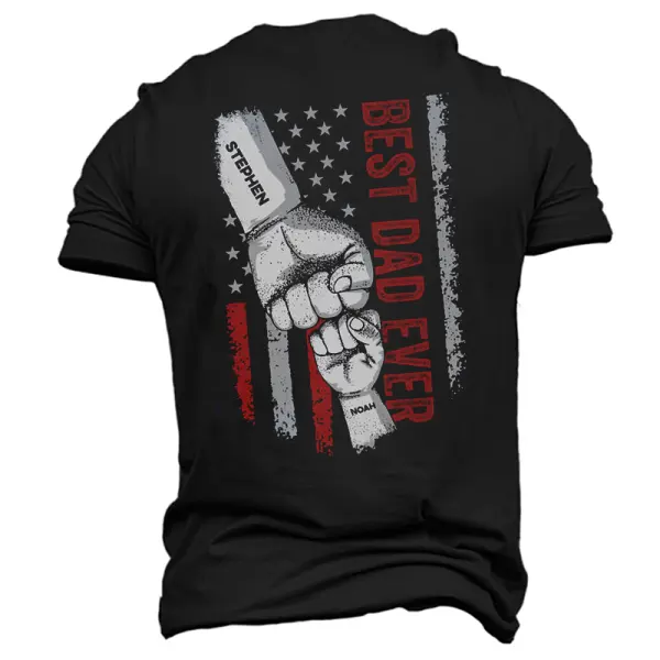 Personalized T-shirt Best Dad Ever With Fist Bump Custom Names Cool Design Perfect Gift For Father's Day - Upgradecool.com 