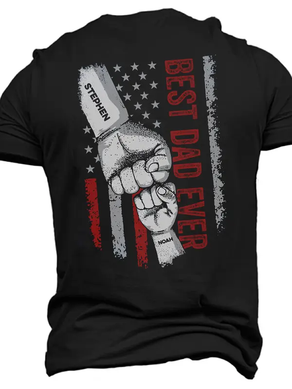 Personalized T-shirt Best Dad Ever With Fist Bump Custom Names Cool Design Perfect Gift For Father's Day - Rapidgar.com 