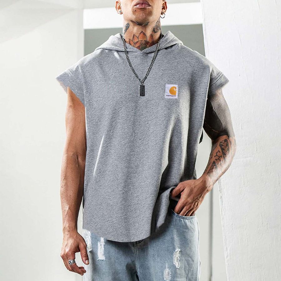 

Men's Vintage Sportswear Hooded Sleeveless Tank Top