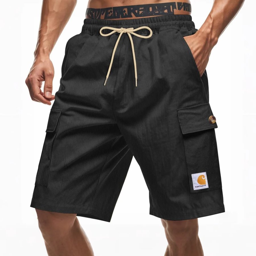 

Men's Cargo Shorts Corduroy Vintage Multi-Pocket Elastic Drawstring Surf Walkshort