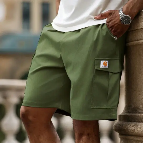 Men's Daily Solid Color Pocket Casual Cargo Quarter Pants - Ootdyouth.com 
