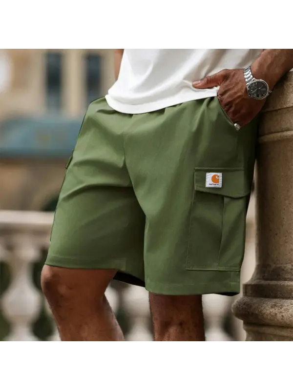 Men's Daily Solid Color Pocket Casual Cargo Quarter Pants - Ootdmw.com 