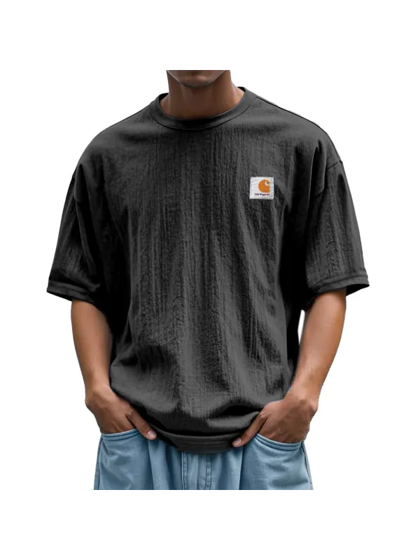 Men's Daily Loose And Simple Solid Color Round Neck Short-sleeved T-shirt - Ootdmw.com 