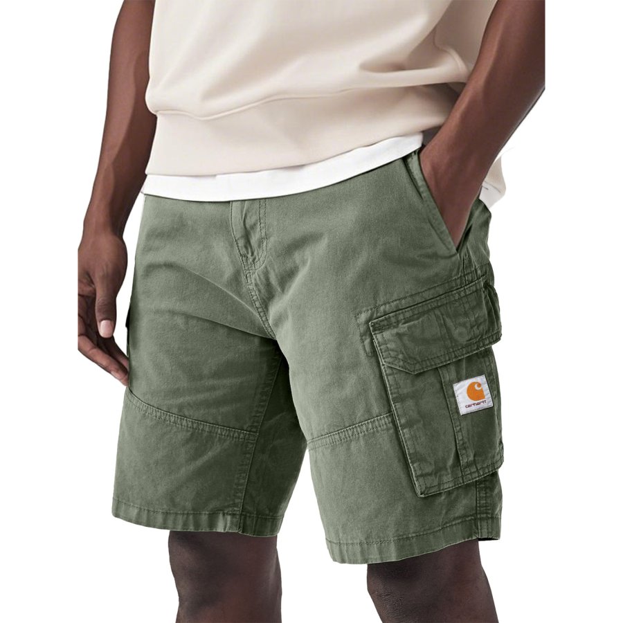 

Men's Daily Solid Color Pocket Casual Cargo Quarter Pants