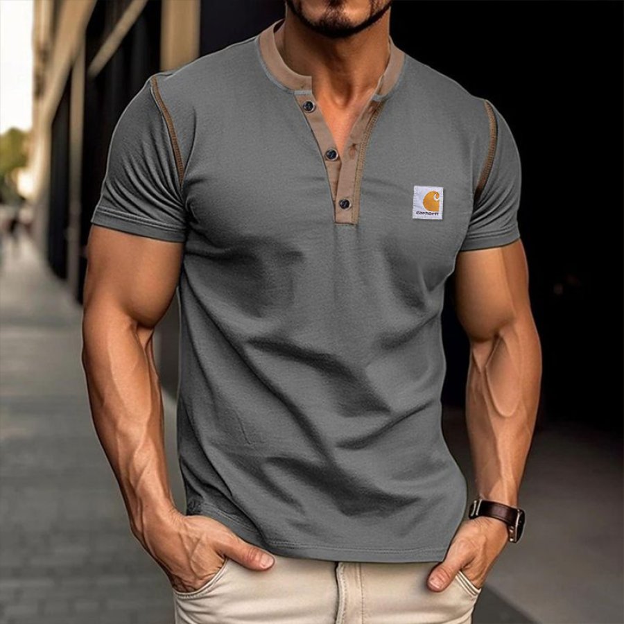 

Short Sleeve Henley Shirt For Men - Perfect For Casual And Outdoor Activities