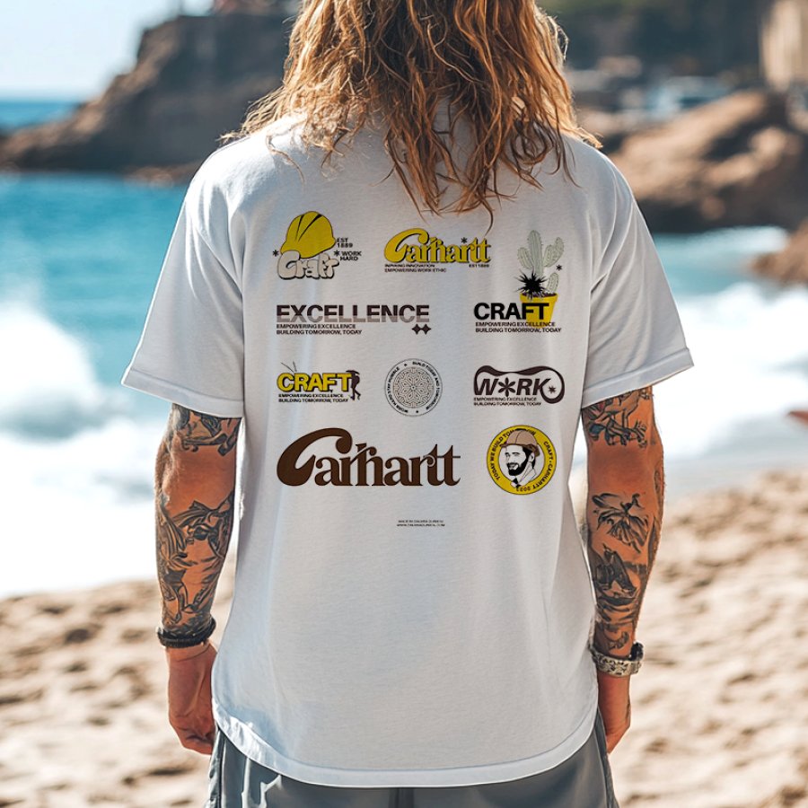 

White Surf Graphic Print T-Shirt For Men - Perfect For Summer Beach Outings
