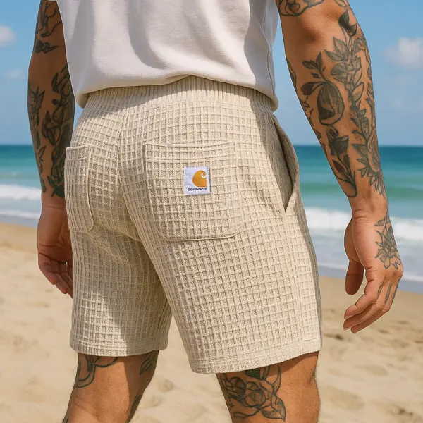 Waffle Texture Shorts For Men - Perfect For Summer Beachwear - Wayrates.chimpone.com 