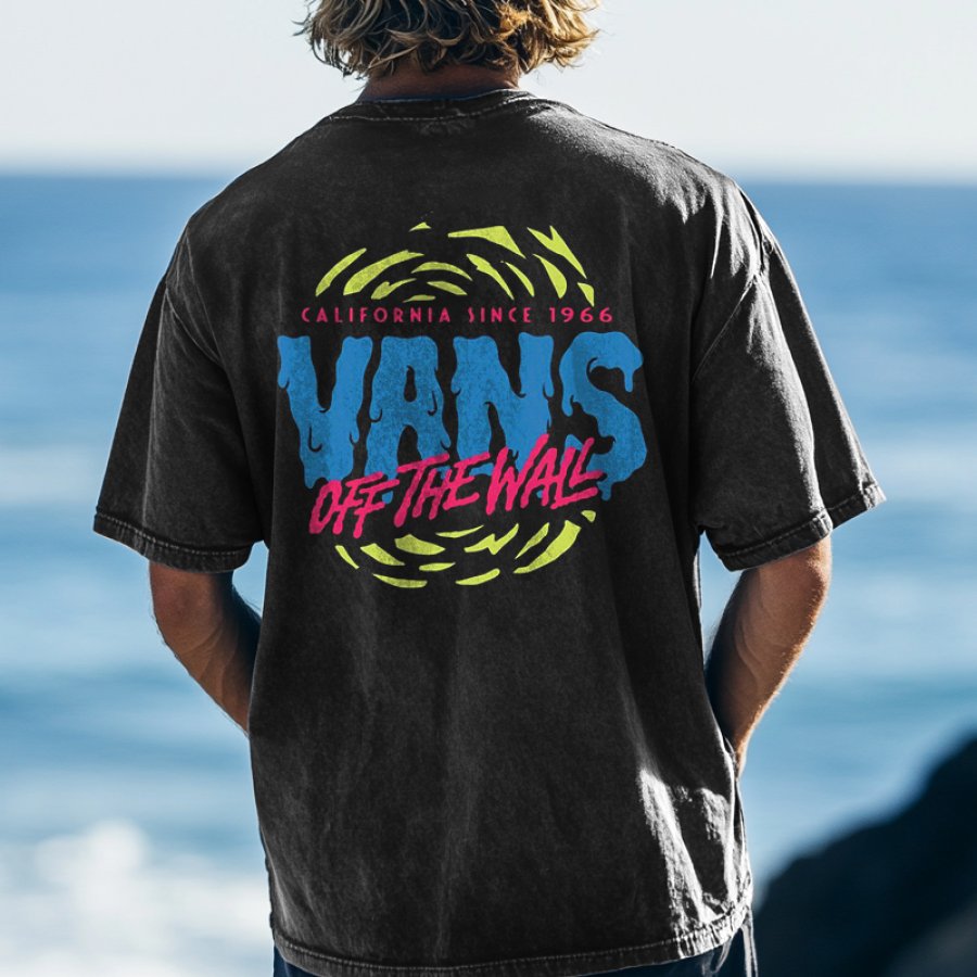 

Unisex Wash California Surf Style Graphic T-Shirt For Men