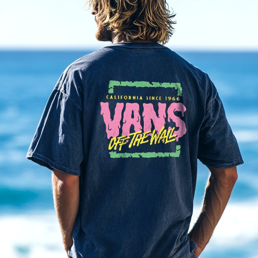 

Unisex Wash Surf California Inspired Graphic T-Shirt For Men - Perfect For Summer Beach Vibes