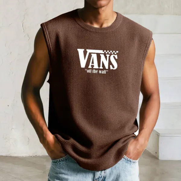 Vans Men's Vintage Off The Wall Print Sleeveless Tee Tank Top Brown - Wayrates.chimpone.com 