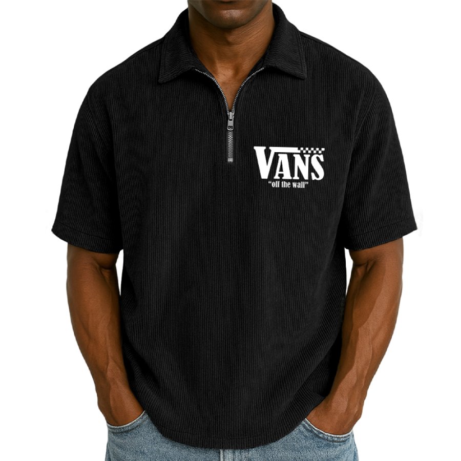 

Men's Vintage Polo Shirt With Zipper Detail