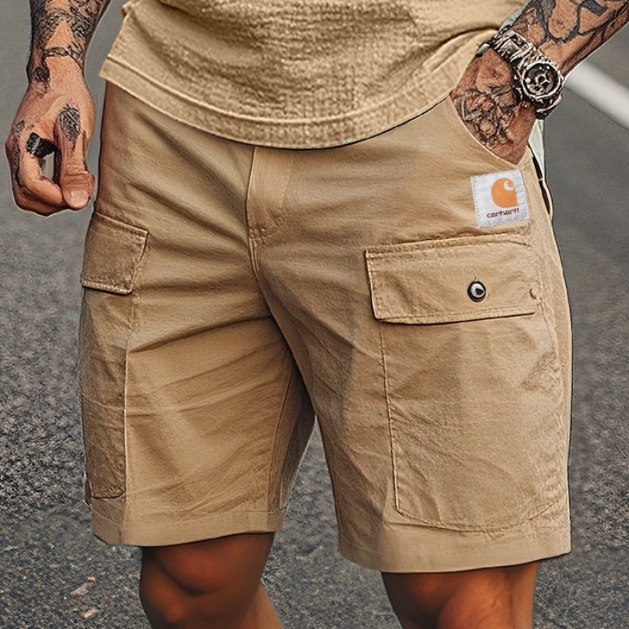 

Men's Vintage Pocket Cargo Shorts Khaki Surfing Skateboard Shorts