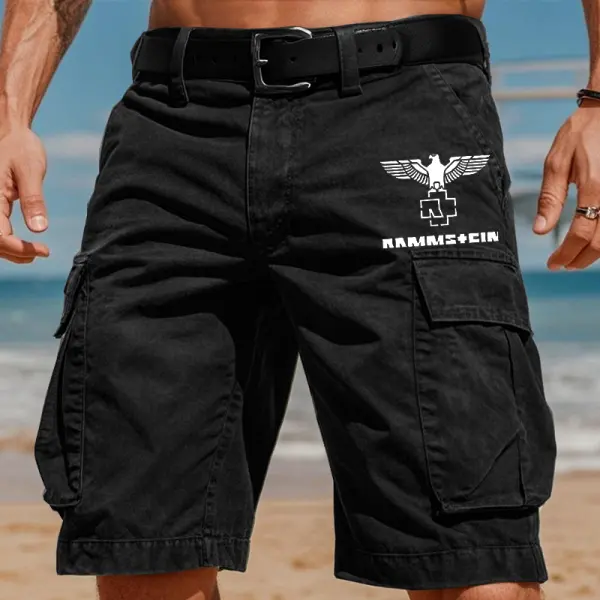 Men's Retro Rammstein Rock Pocket Cargo Shorts - Wayrates.chimpone.com 