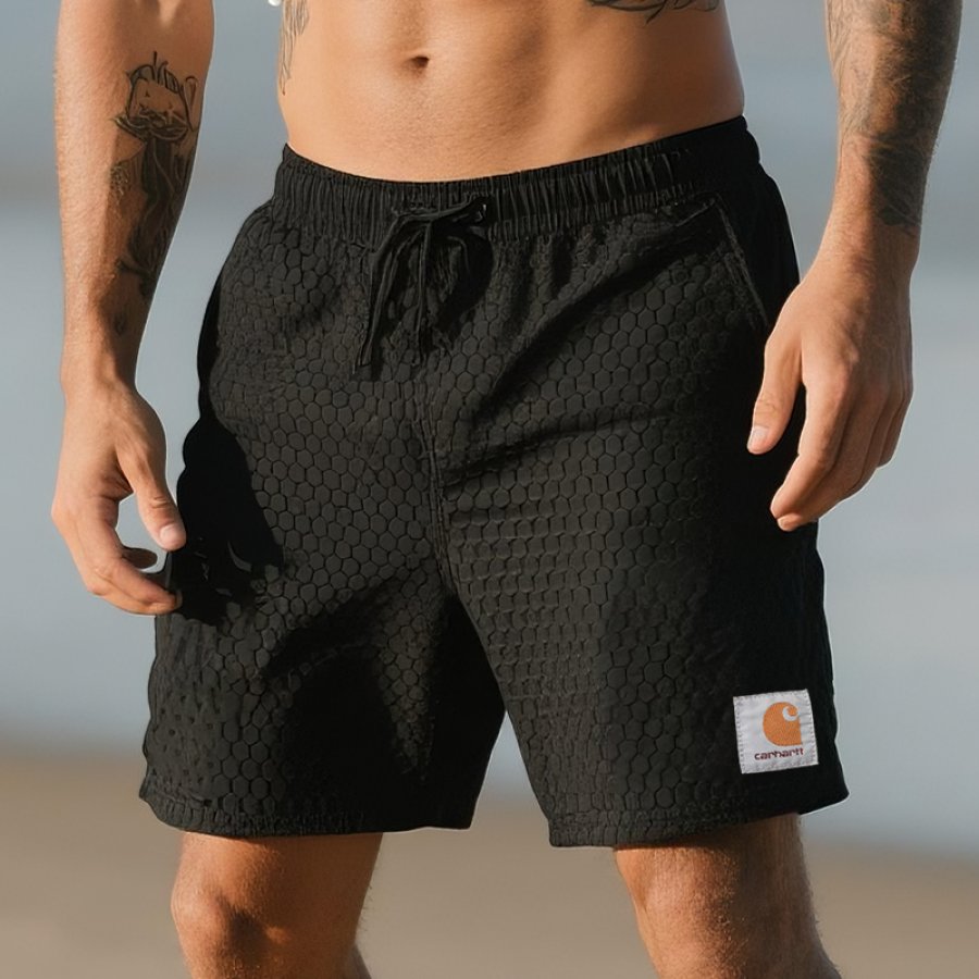 

Men's Vintage Honeycomb Patterned Shorts For Summer Surfing Skateboard Shorts